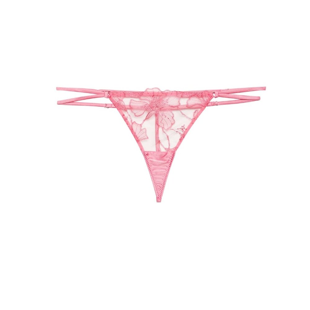 NWT Fleur Du Mal Harper Embroidery V-String in Pink
